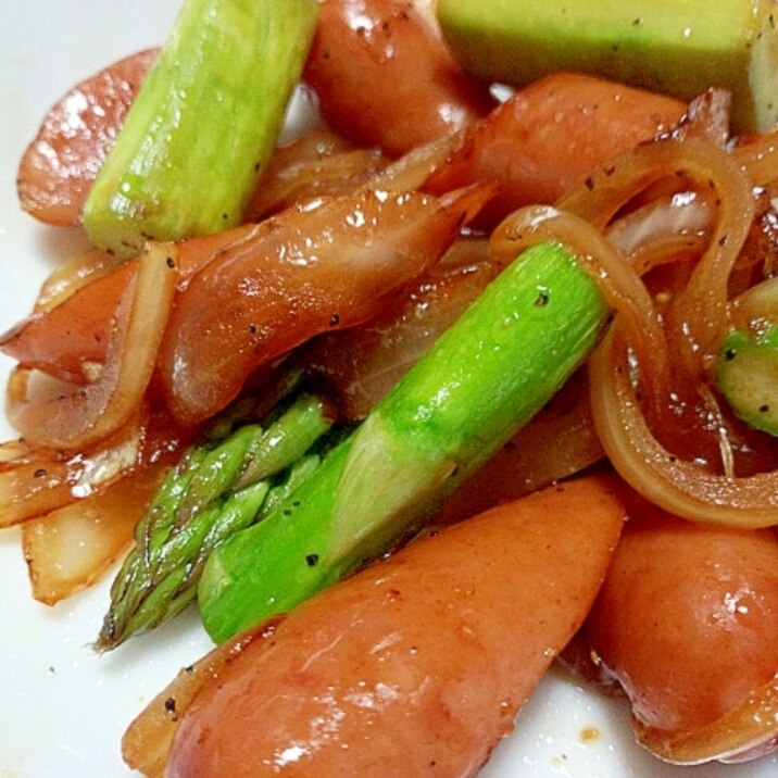 お手軽♡ウインナー&アスパラの炒め物
